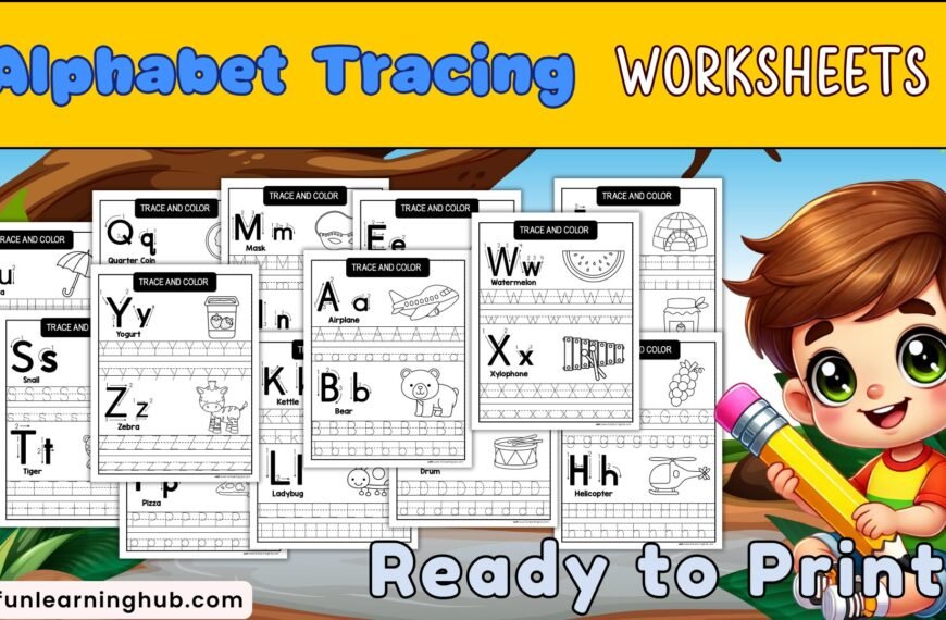 Language Arts / Phonics 6 alphabet tracing and color worksheets cover png