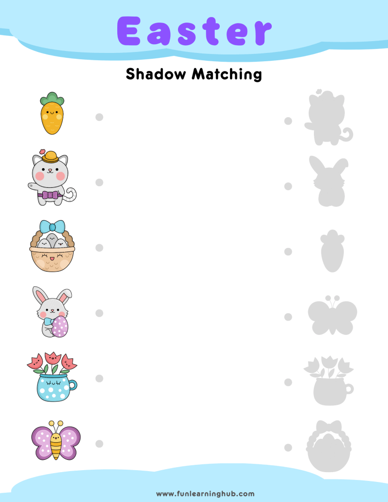Summer I Spy 19 Easter shadow matching Worksheets