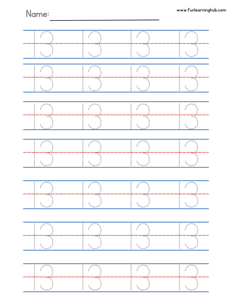 Number Tracing: 0 to 20 (Individual pages) 40 number practice sheet