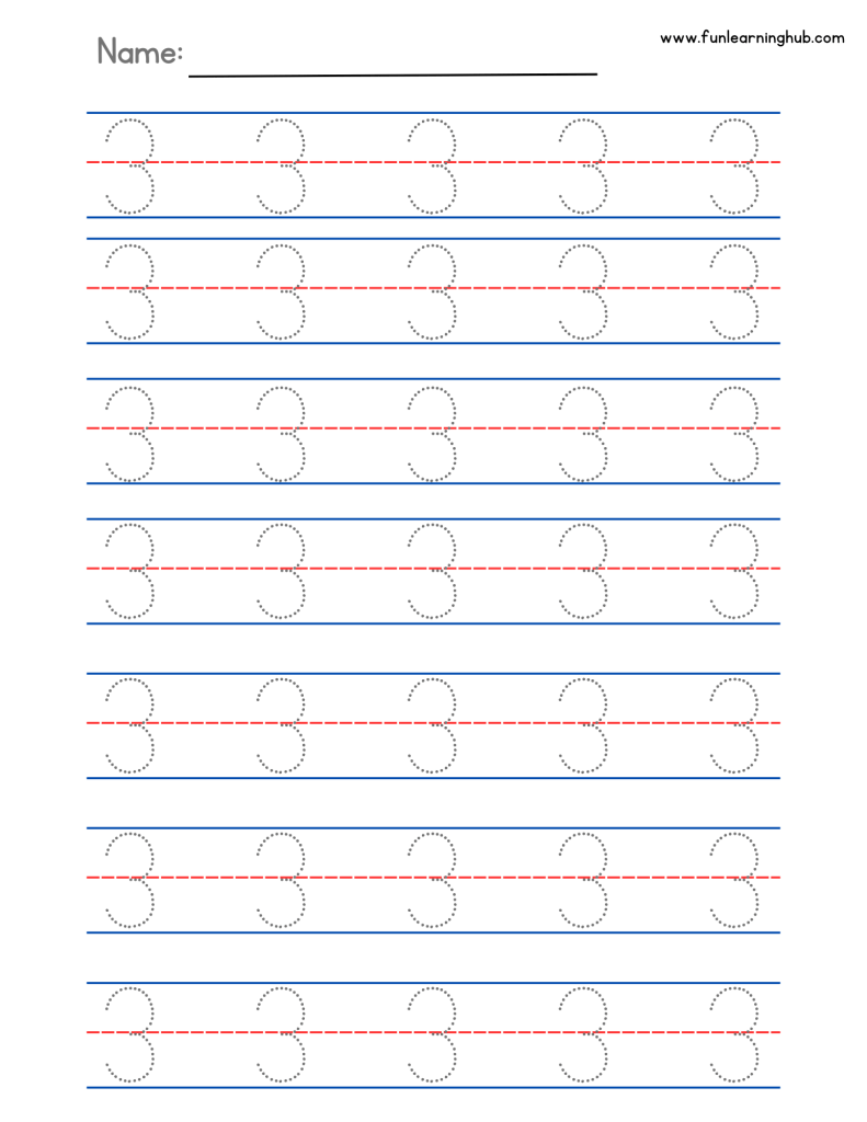 Number Tracing: 0 to 20 (Individual pages) 10 number practice sheet
