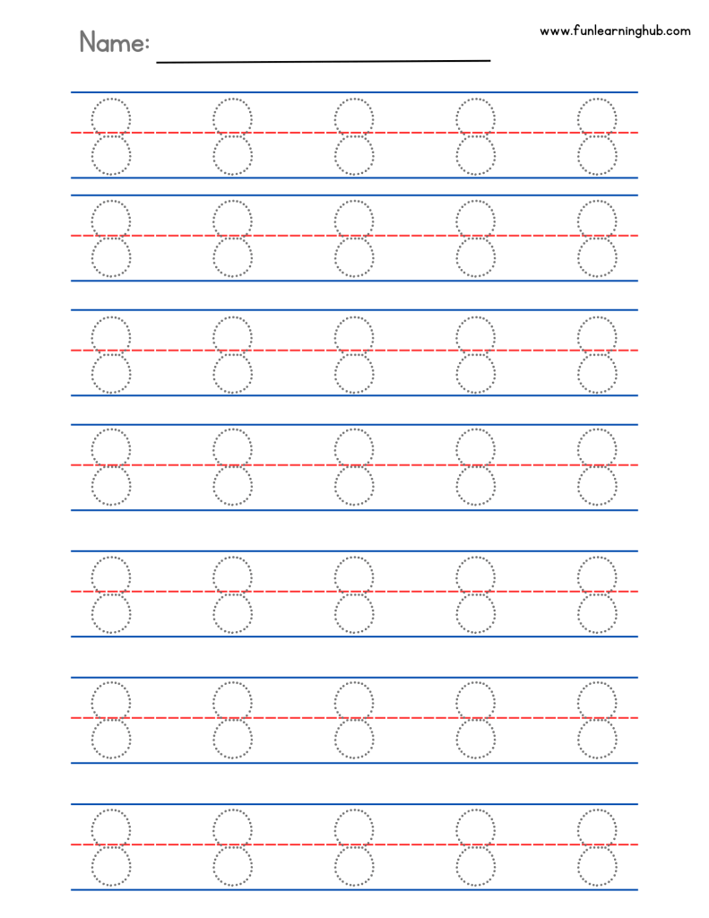 Number Tracing: 0 to 20 (Individual pages) 25 number practice sheet