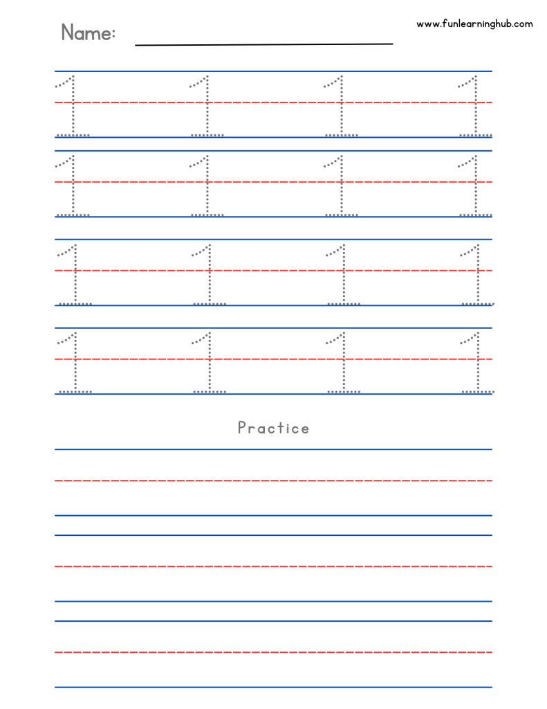 Number Tracing: 0 to 20 (Individual pages) 5 practice number tracing