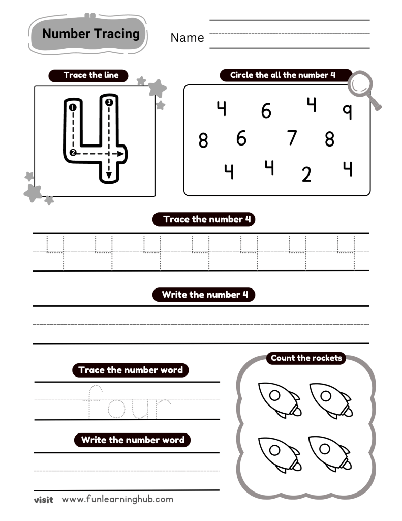 Kindergarten Number Tracing Worksheets