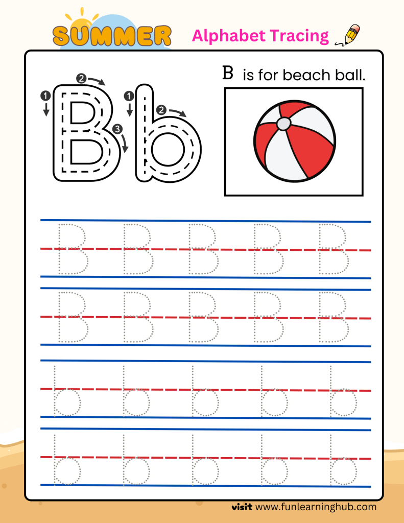 Summer Alphabet Tracing worksheets