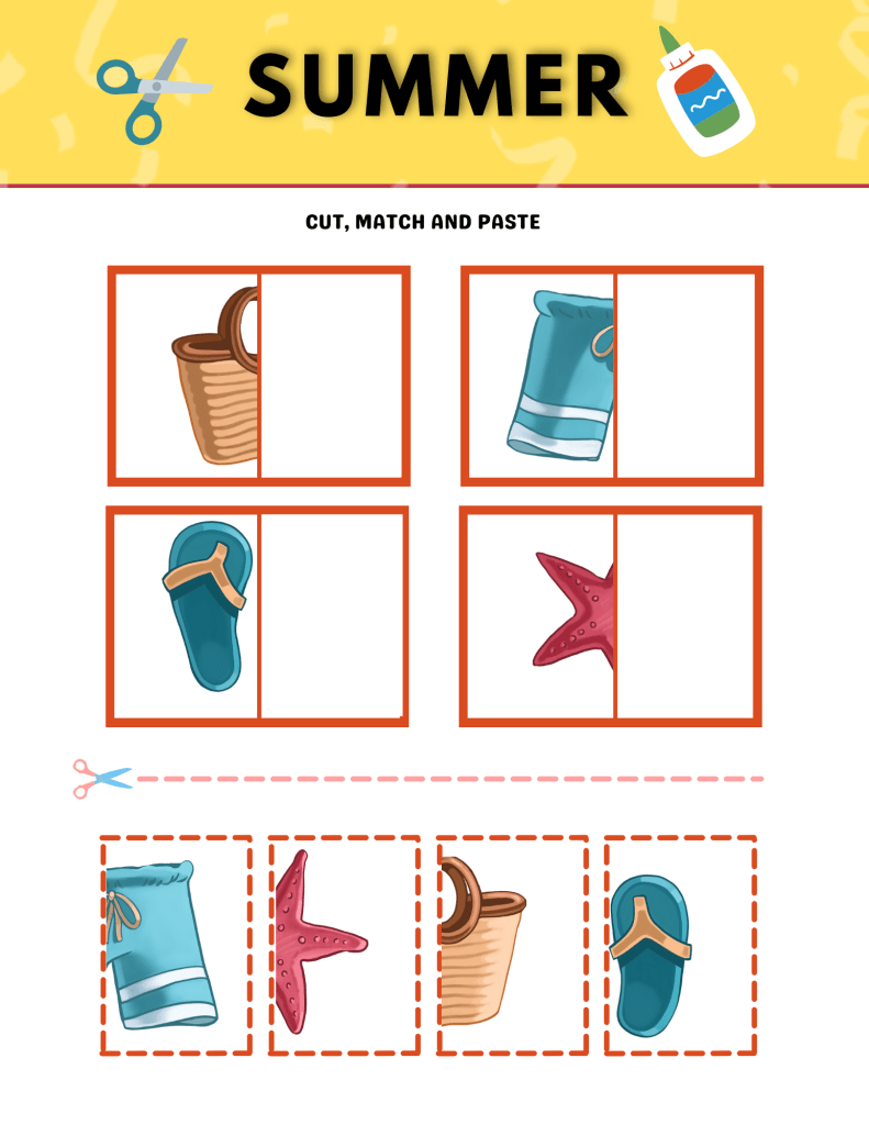 Skip Counting by 5's 31 Summer Cut and Paste Worksheets