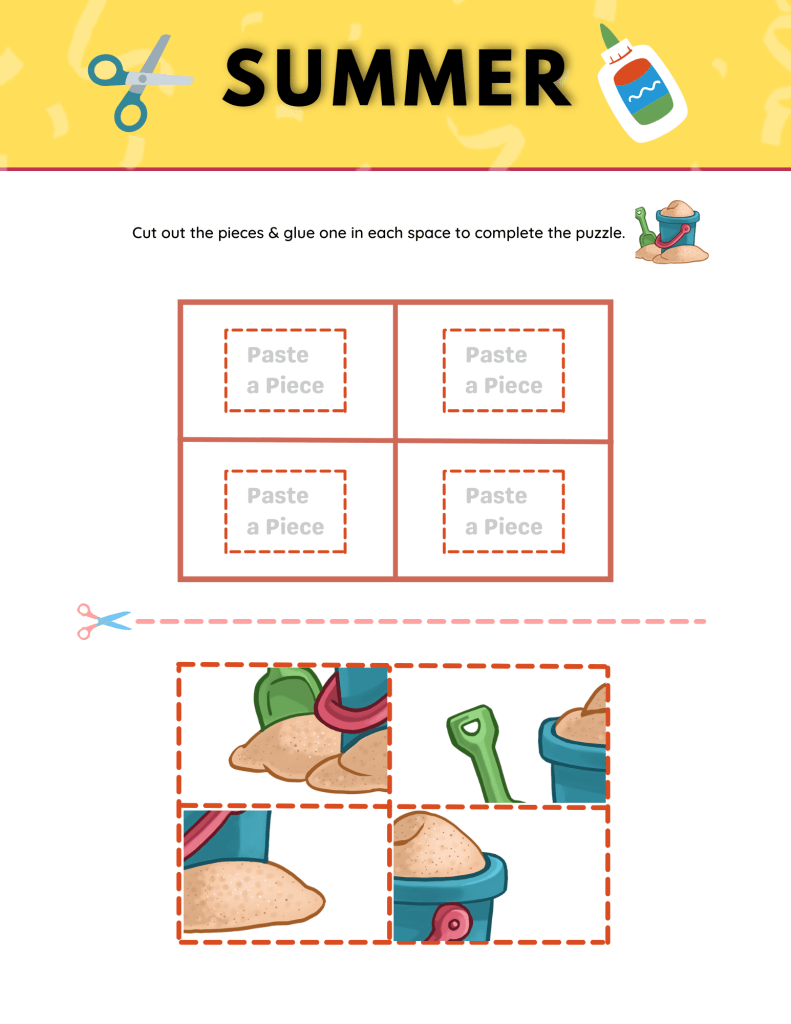 Summer Cut and Paste Worksheets
