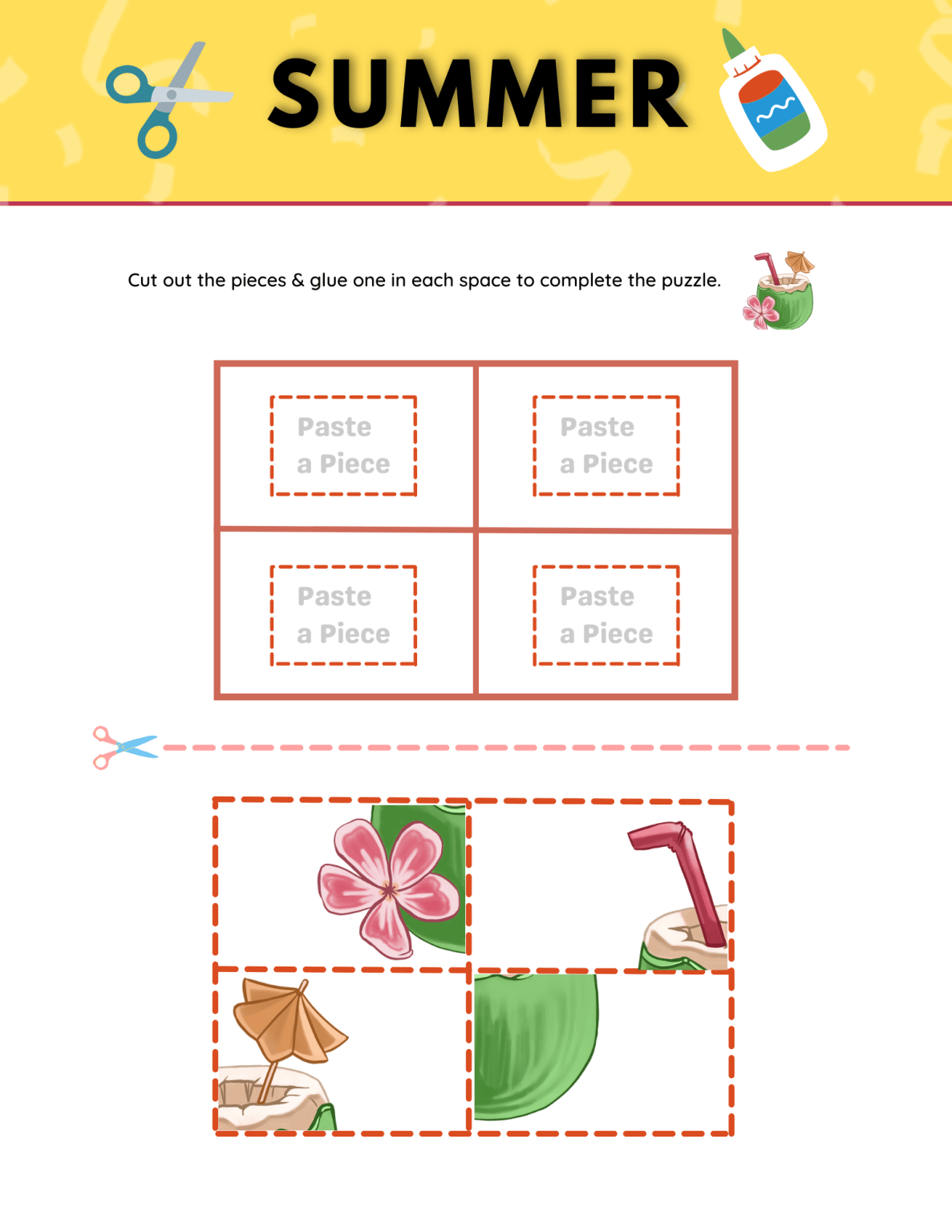 Summer Cut and Paste Worksheets - Fun Learning Hub
