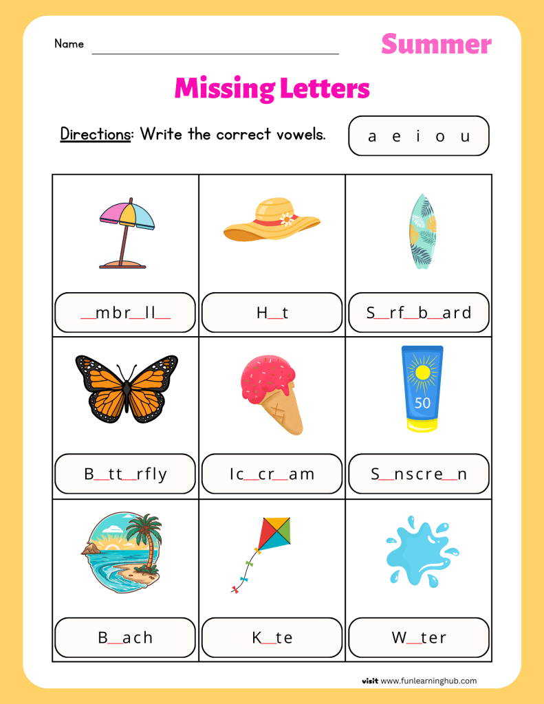 Summer Worksheets 9 summer worksheets spelling