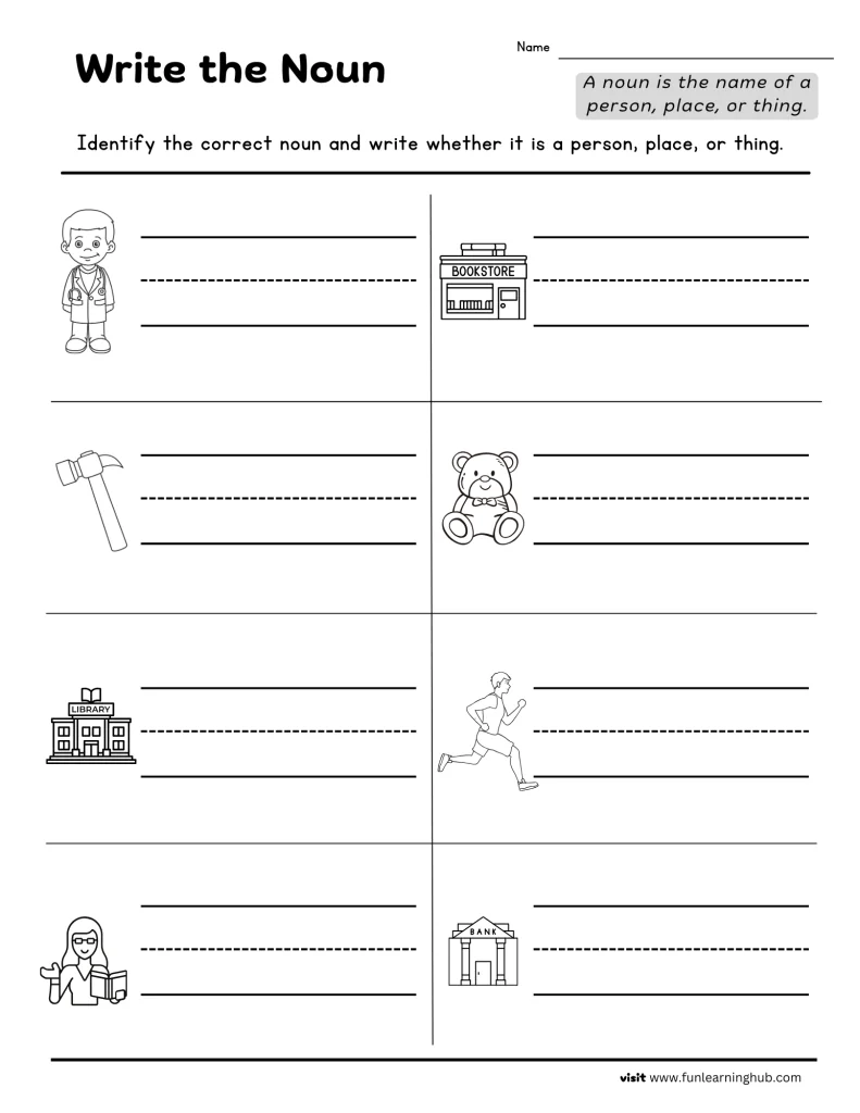 first grade write the noun worksheets for free