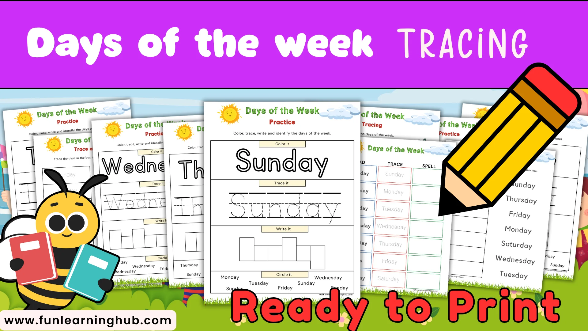 Download free worksheets for kids 1 days of the week tracing worksheets