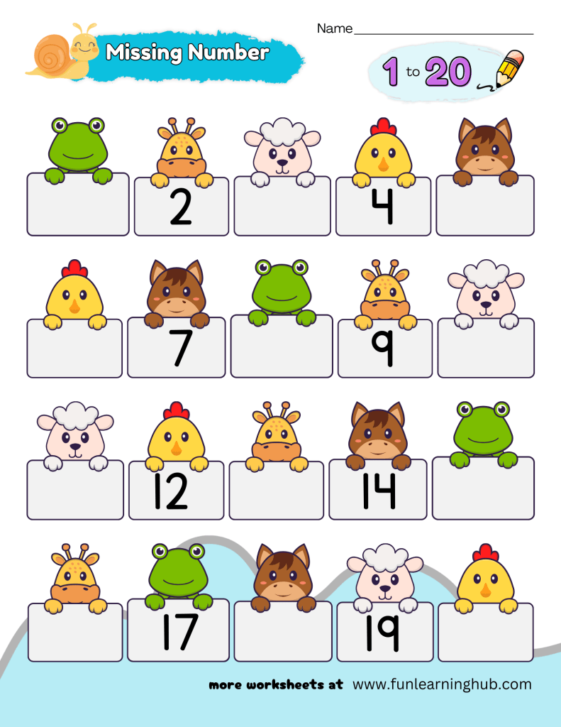 kindergarten missing numbers practice