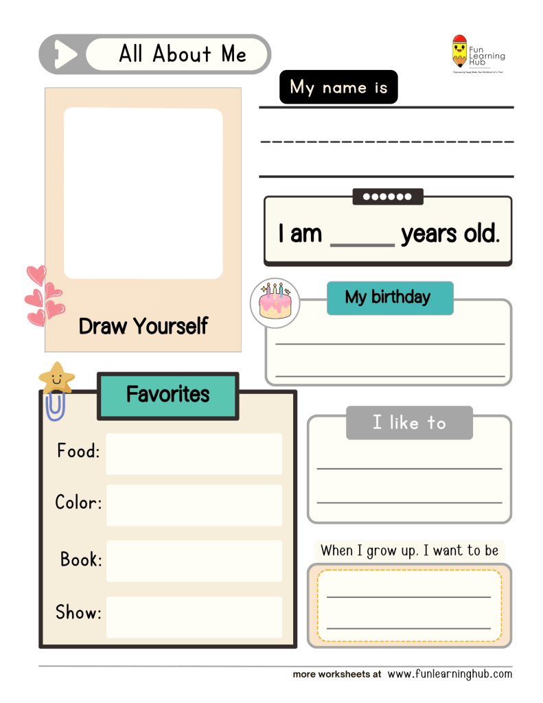 Back-to-School Worksheets 2 Back-to-School All About Me Worksheets