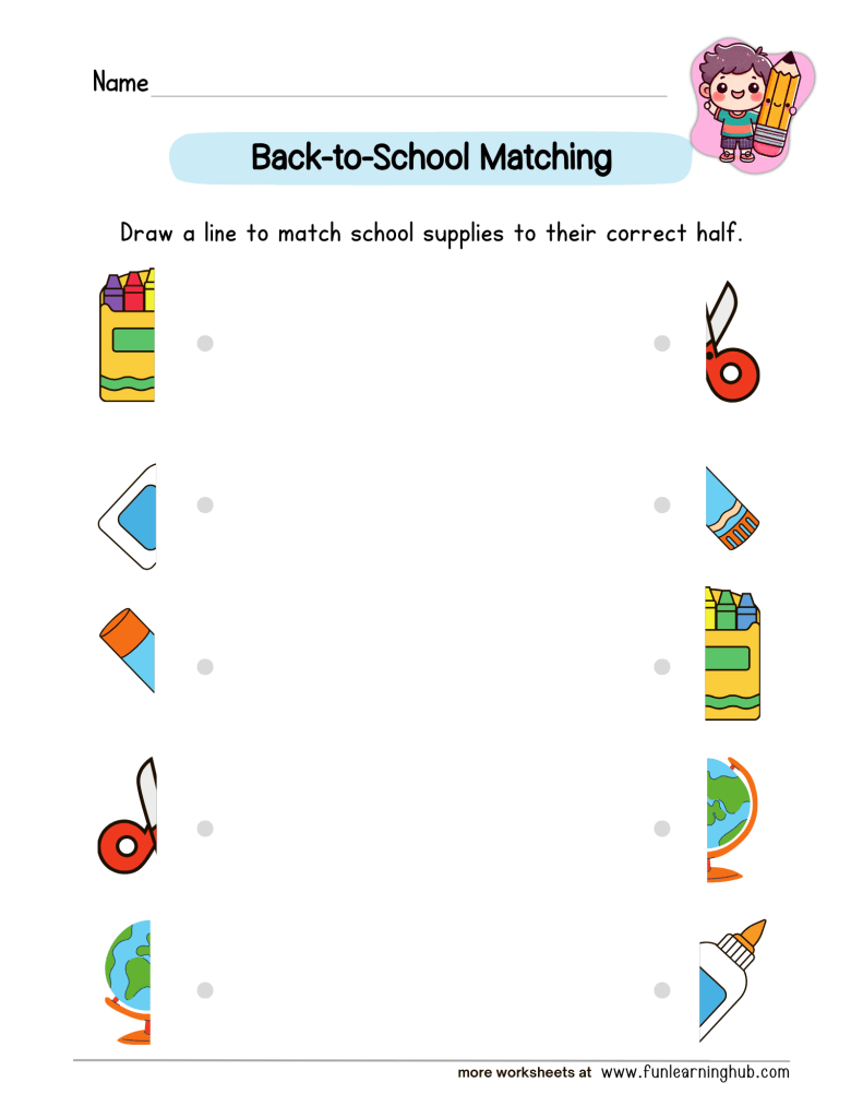 Back-to-School Worksheets 10 Back-to-School Worksheets Matching