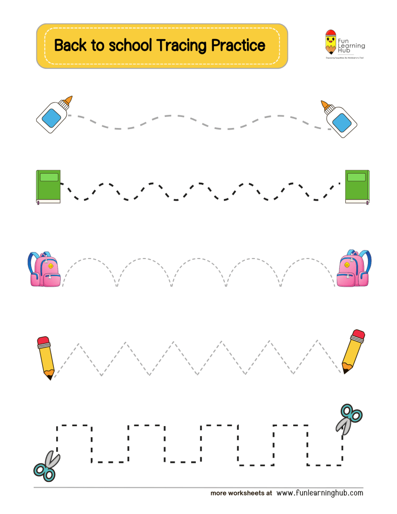 Back-to-School Worksheets 13 Back-to-School Worksheets Tracing Lines