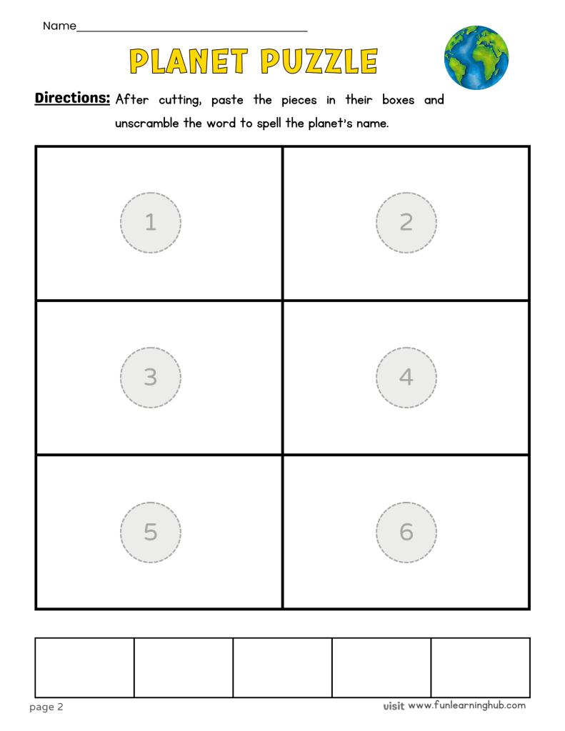 FREE Planets Cut and Paste Printable Activity for Kids 19 earth cut and paste