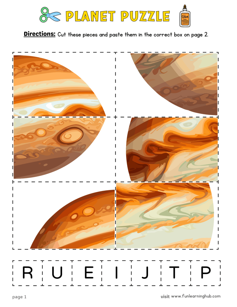 FREE Planets Cut and Paste Printable Activity for Kids 22 jupiter cut and paste