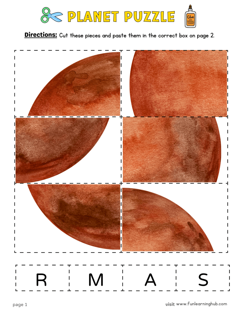 How to Teach Contractions to First Graders Plus Download Free Contraction Activity Printables and Worksheets 18 planets cut and paste