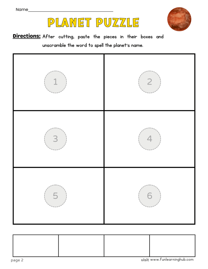 FREE Planets Cut and Paste Printable Activity for Kids 15 mercury cut and paste