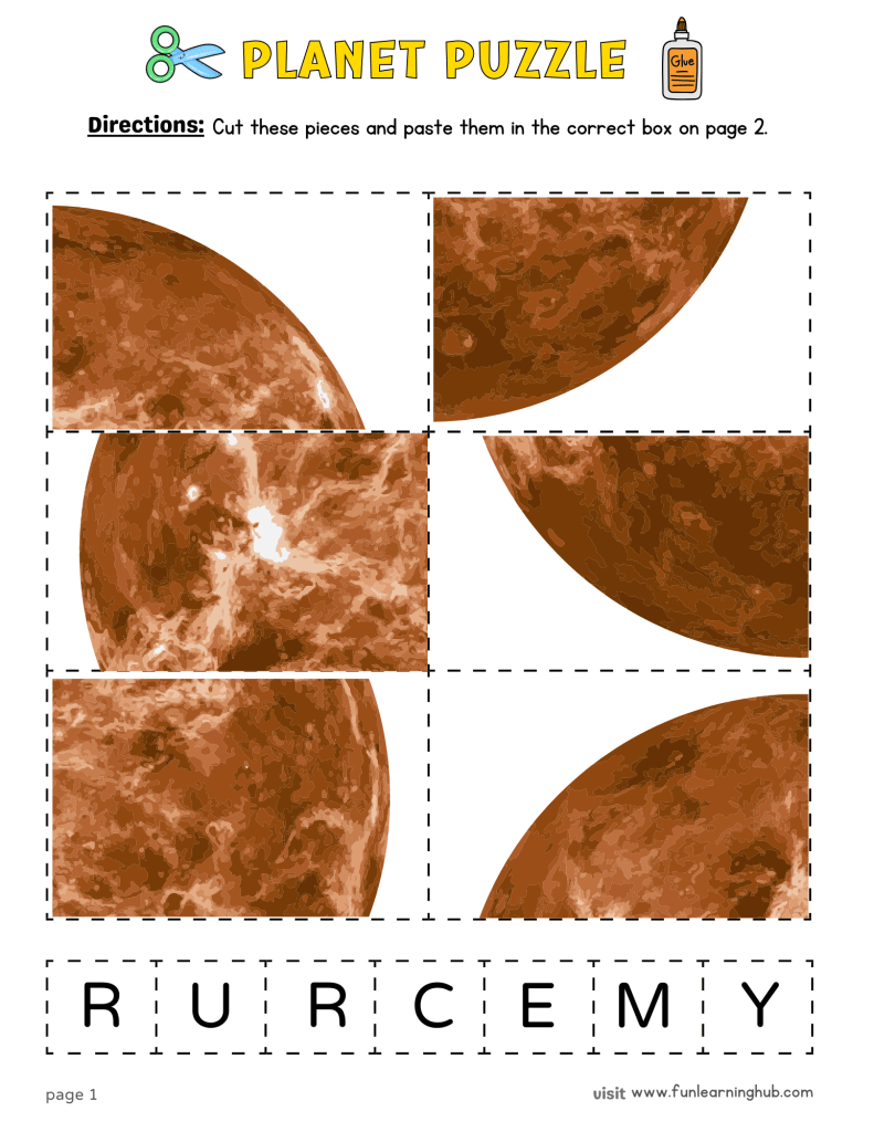 FREE Planets Cut and Paste Printable Activity for Kids 14 mercury cut and paste
