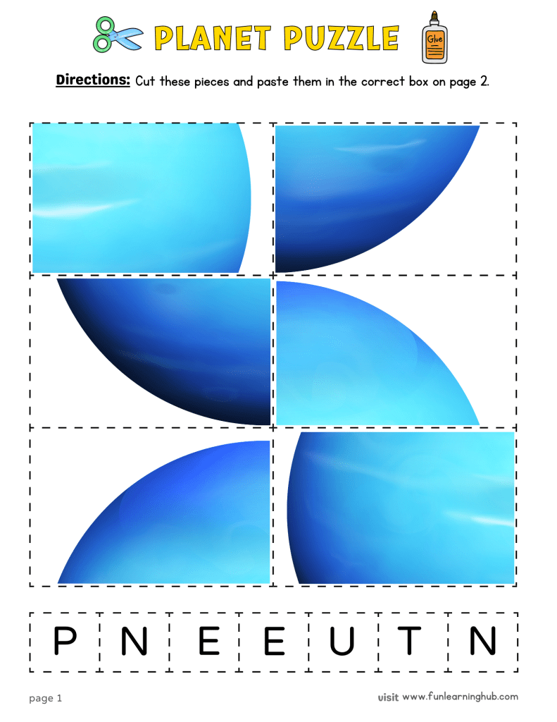 FREE Planets Cut and Paste Printable Activity for Kids 28 neptune cut and paste