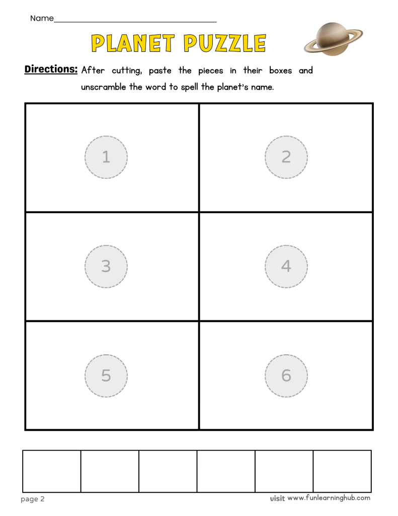 FREE Planets Cut and Paste Printable Activity for Kids 25 saturn cut and paste