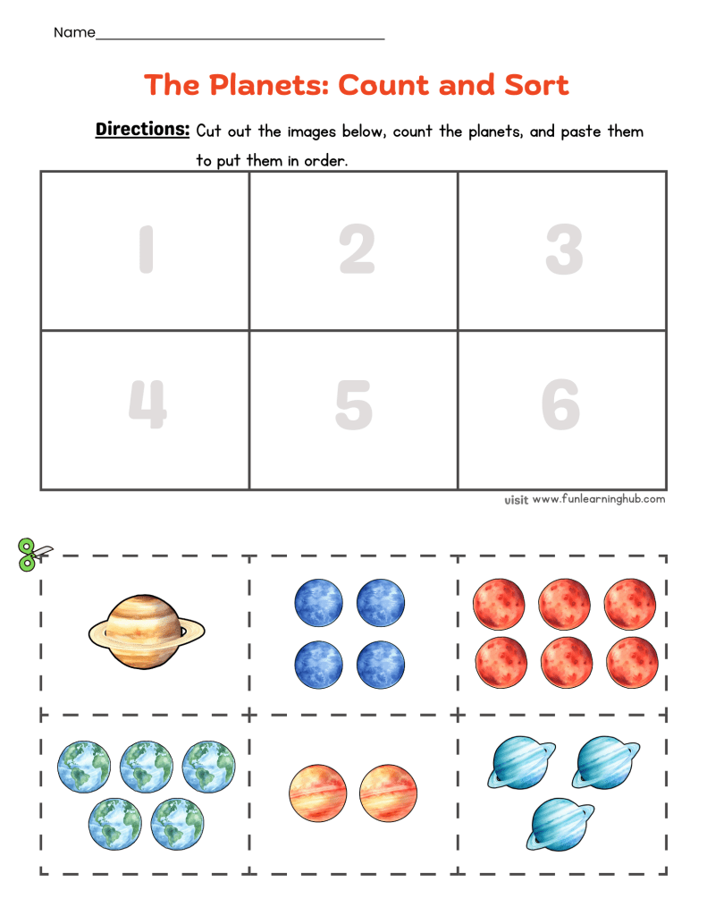 FREE Planets Cut and Paste Printable Activity for Kids 11 planets cut and paste