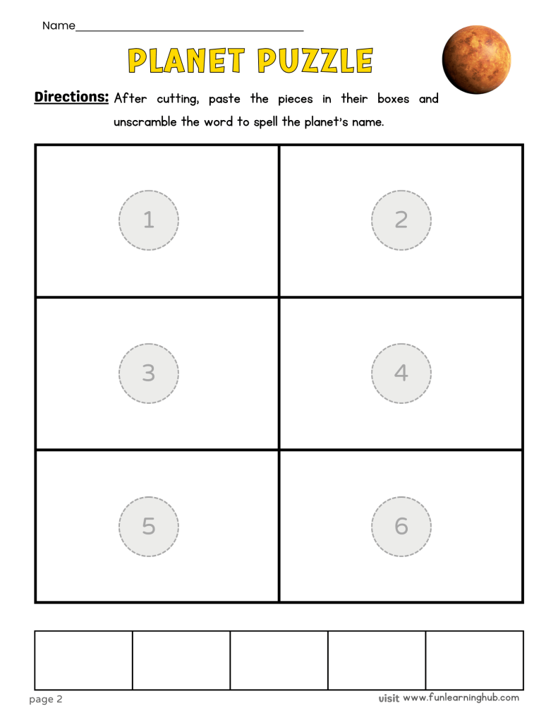 FREE Planets Cut and Paste Printable Activity for Kids 17 venus cut and paste