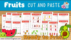 Free Fruits Cut and Paste Worksheets for Kids