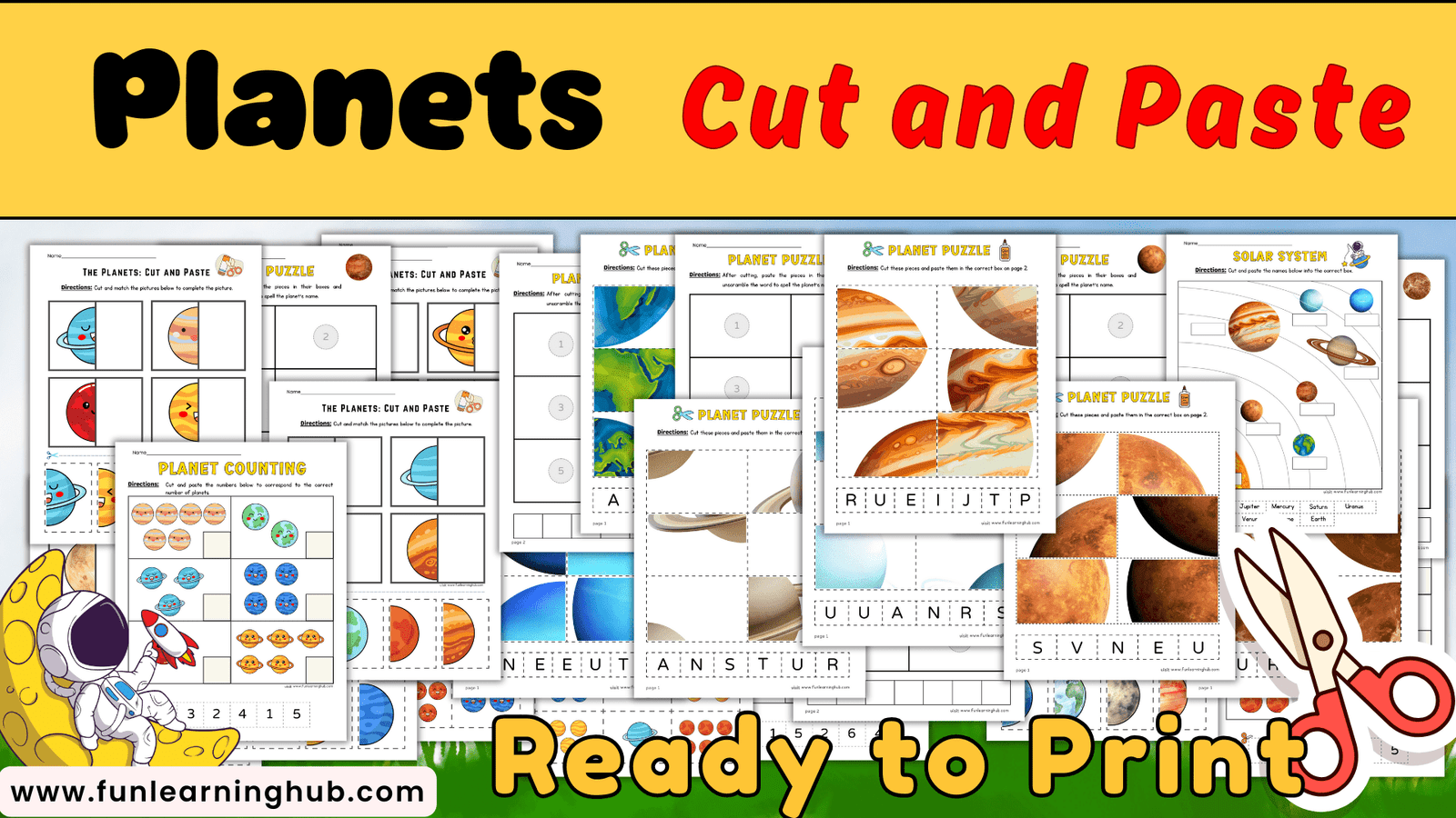 FREE Planets Cut and Paste Printable Activity for Kids 1 Planets Cut and Paste