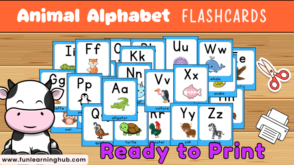 Animal alphabet Flashcards printable