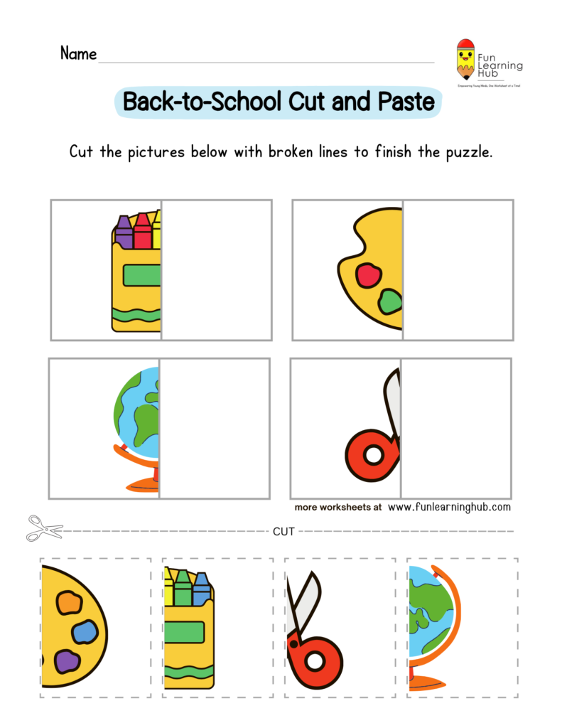 Back-to-School Worksheets 7 Back-to-School-Cut-and-Paste Worksheets