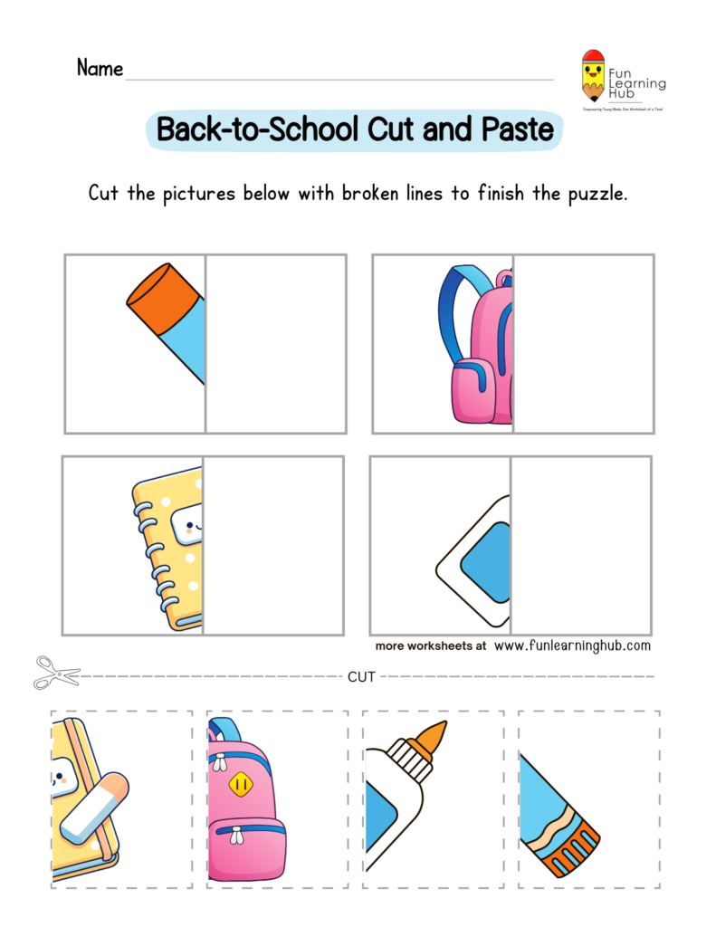 Back-to-School Worksheets 8 Back-to-School-Cut-and-Paste Worksheets