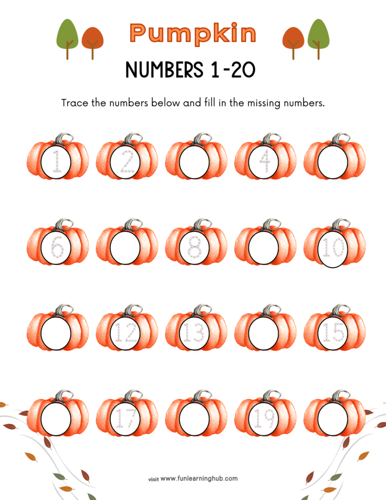 Free Pumpkin Worksheets for Parents, Teachers, and Homeschoolers 11 Number Tracing Worksheet
