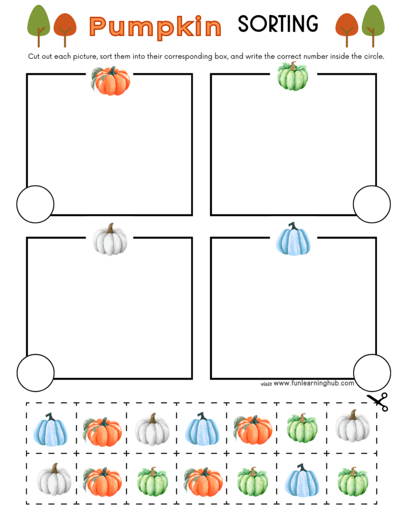 Free Pumpkin Worksheets for Parents, Teachers, and Homeschoolers 3 Pumpkin Sorting Worksheets