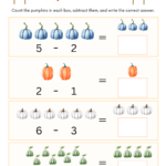 Pumpkin Picture Subtraction Worksheets