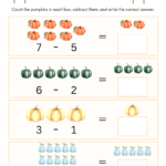 pumpkin subtraction worksheets