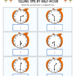 Pumpkin Telling Time by Half-Hour Worksheets