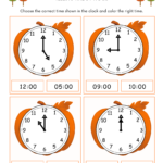 pumpkin telling time by hour worksheets