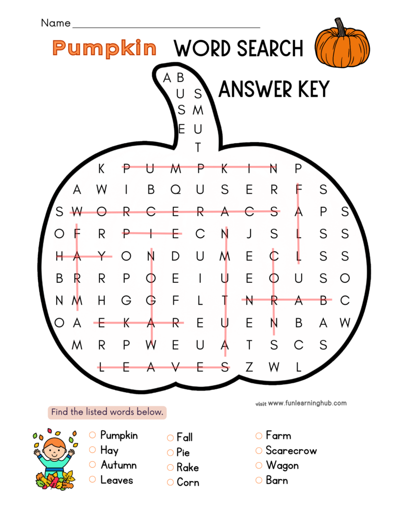 Free Pumpkin Worksheets for Parents, Teachers, and Homeschoolers 32 pumpkin word search printable key