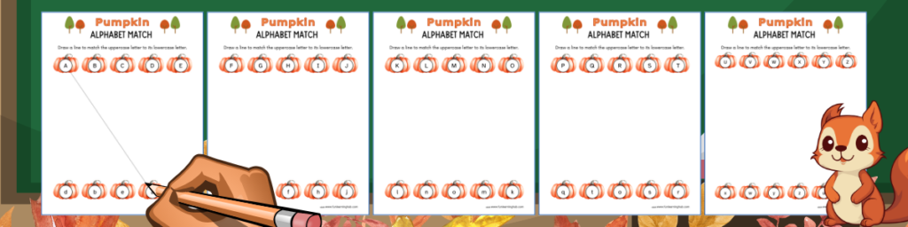 Free Pumpkin Worksheets for Parents, Teachers, and Homeschoolers 8 Pumpkin Alphabet Match Worksheets