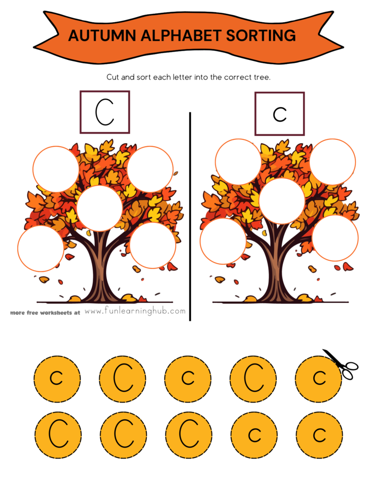 Autumn Letter C Sorting Worksheet
