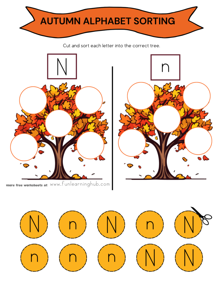 Autumn Letter N Sorting Worksheet 7 Autumn Letter N Sorting Worksheet