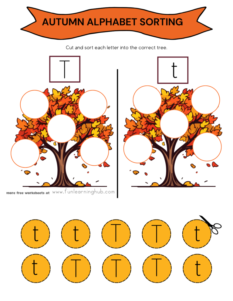 Autumn Letter T Sorting Worksheet 9 Autumn Letter T Sorting Worksheet