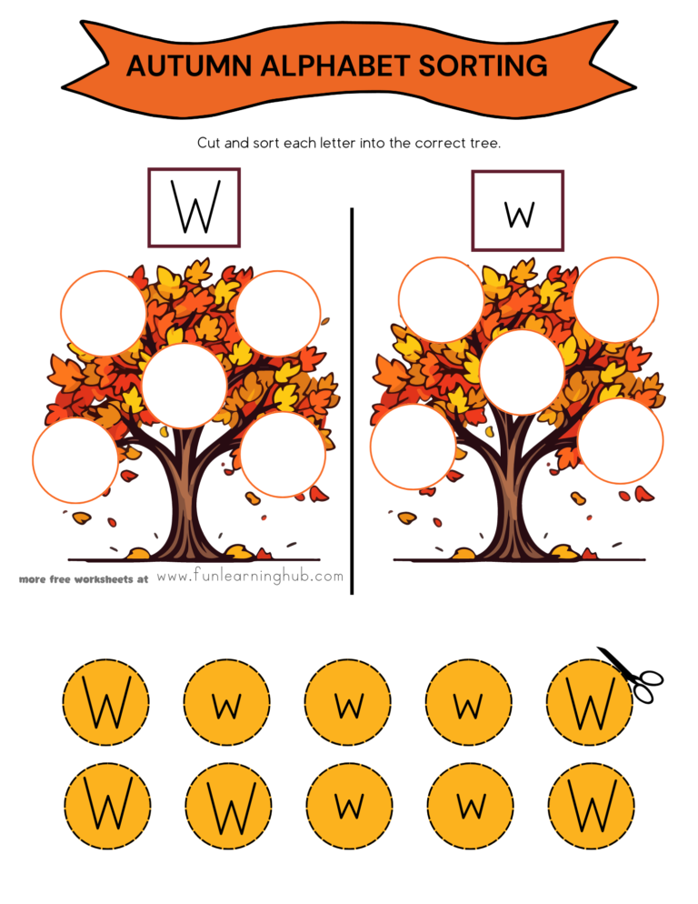 Autumn Letter W Sorting Worksheet 6 Autumn Letter W Sorting Worksheet