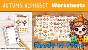 Free Autumn Alphabet Match and Sorting Worksheets for Preschool and Kindergarten