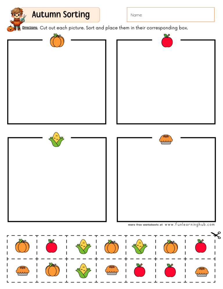 Autumn Sorting Worksheet