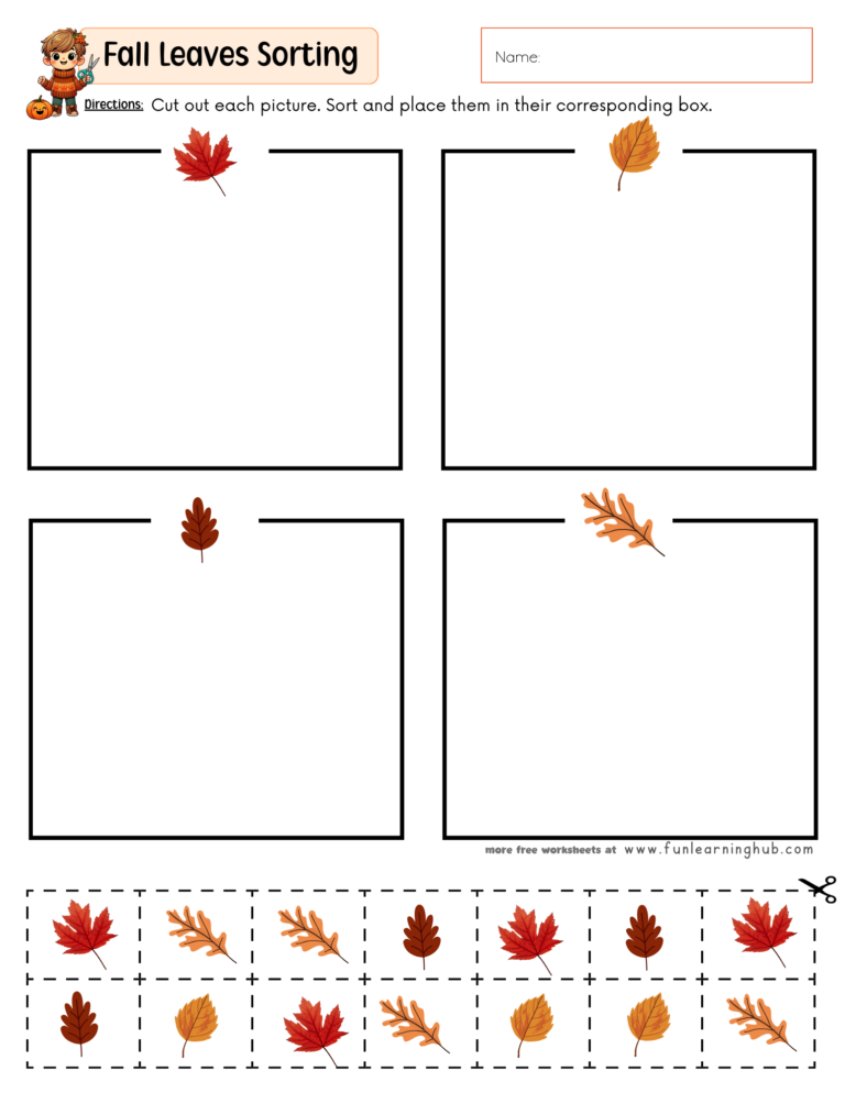 Fall Leaves Sorting Worksheet