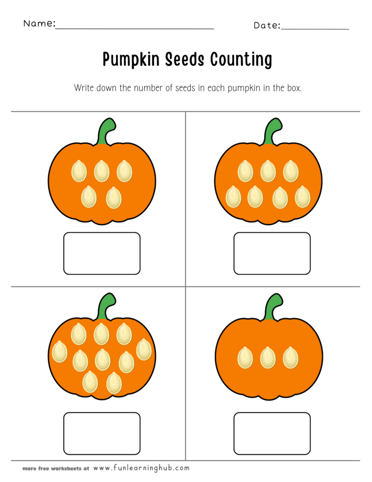 Pumpkin Seeds Counting Worksheet