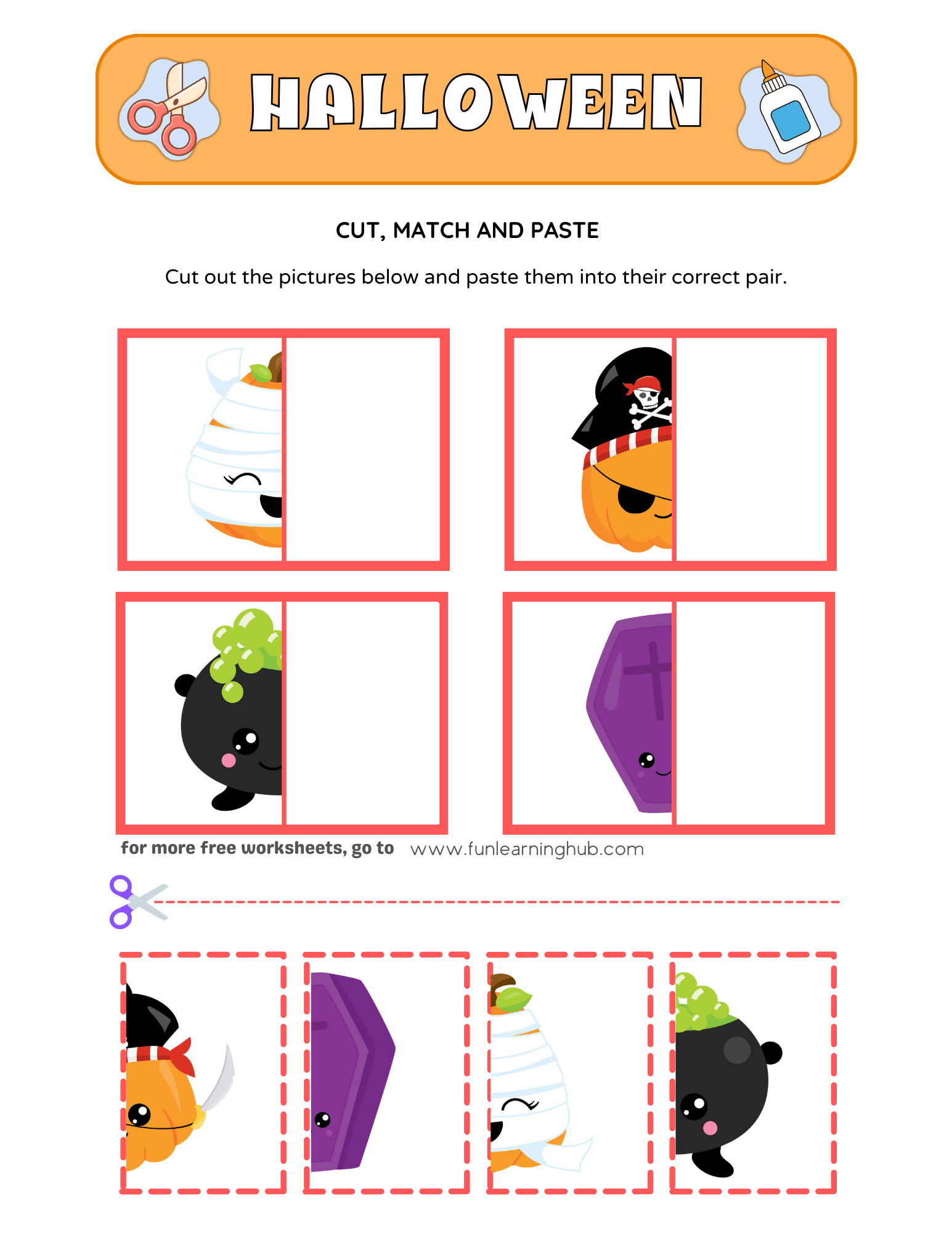 Free Halloween Cut-and-Paste Worksheets to Download