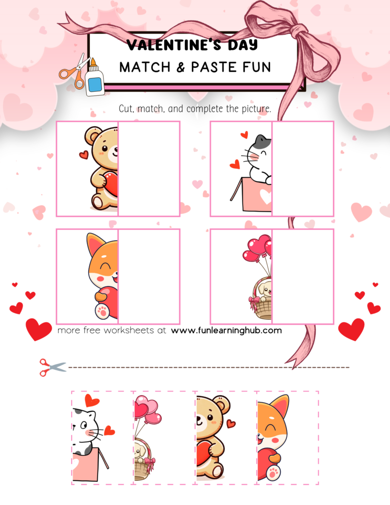 Valentine’s Day Match and Paste Worksheet V2
